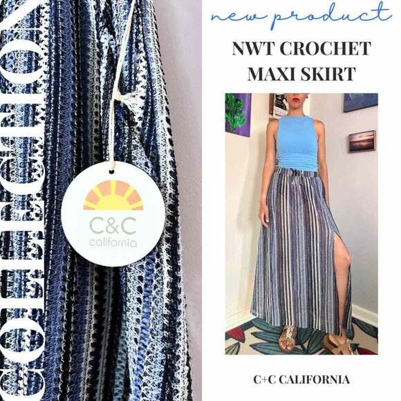 NWT CC California Crochet Maxi Skirt Size L — Beach Coverup / Swim Layer - Picture 2 of 3